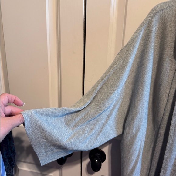 Lane Bryant Grey Open Front Cardigan Sweater Plus 3/4 Sleeves Pockets Sz 26/28 - Picture 9 of 12